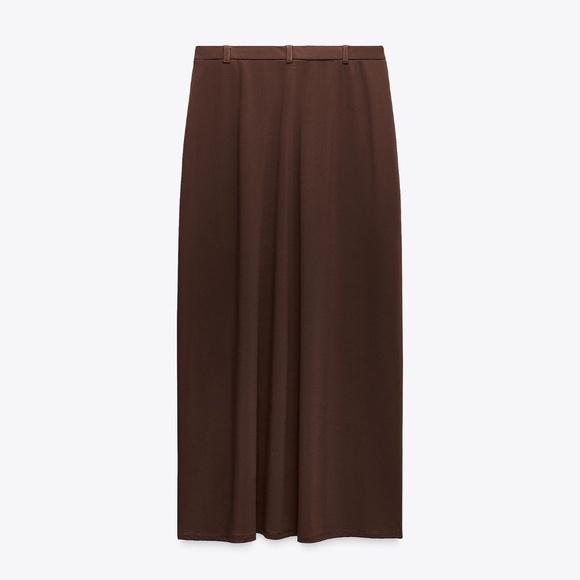 Zara chocolate brown midi flowy skirt with buttons made in Europe NWT - Picture 10 of 10